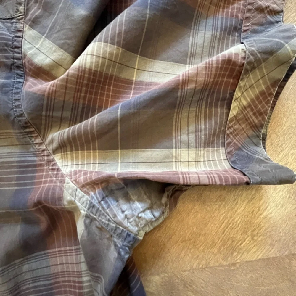 Banana Republic Brown and Tan Checkered Casual Shirt